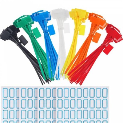 140 Pieces/bag Zip Ties Nylon Cable Ties Marker Ties Self-locking Cord Power Making Label Mark Tags 7 Colors